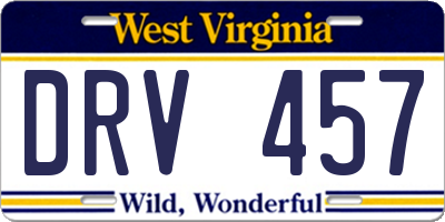 WV license plate DRV457