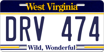 WV license plate DRV474