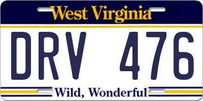 WV license plate DRV476