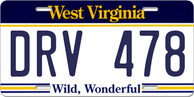 WV license plate DRV478