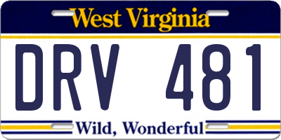 WV license plate DRV481