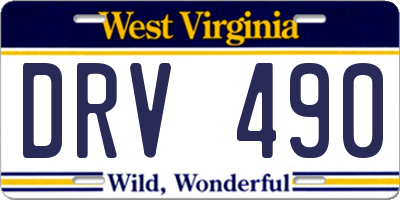 WV license plate DRV490