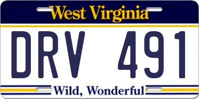 WV license plate DRV491