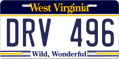 WV license plate DRV496