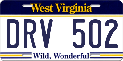 WV license plate DRV502