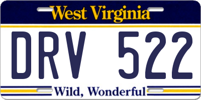 WV license plate DRV522