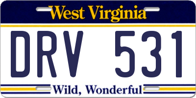 WV license plate DRV531