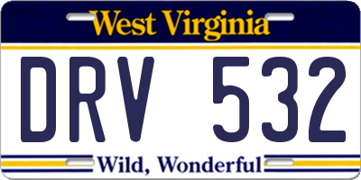 WV license plate DRV532
