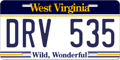 WV license plate DRV535