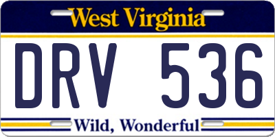 WV license plate DRV536