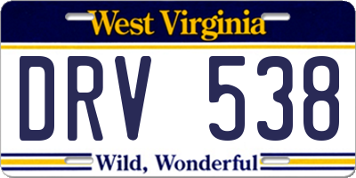 WV license plate DRV538