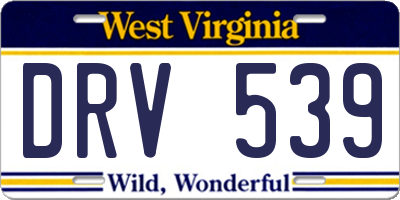 WV license plate DRV539