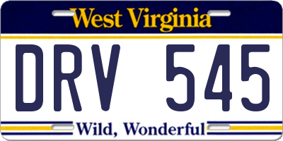WV license plate DRV545