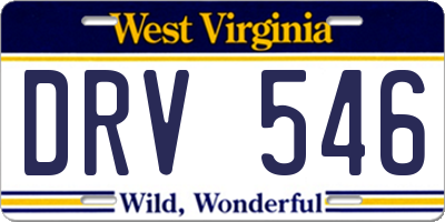 WV license plate DRV546