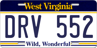 WV license plate DRV552