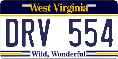 WV license plate DRV554