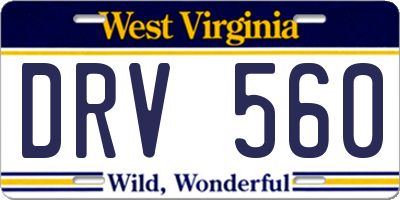 WV license plate DRV560