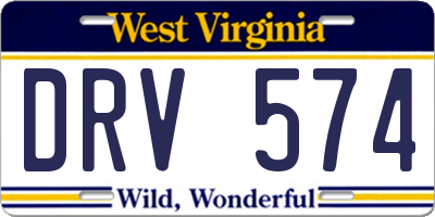 WV license plate DRV574