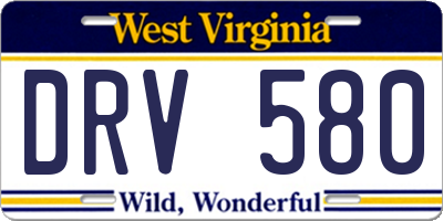 WV license plate DRV580