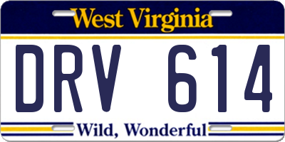 WV license plate DRV614
