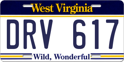 WV license plate DRV617