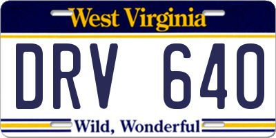 WV license plate DRV640