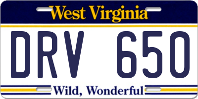 WV license plate DRV650