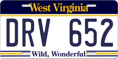 WV license plate DRV652