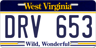 WV license plate DRV653