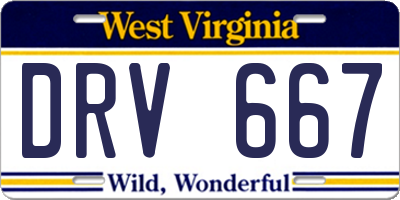 WV license plate DRV667