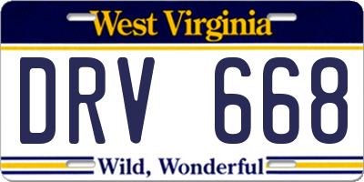 WV license plate DRV668