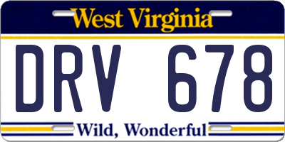 WV license plate DRV678