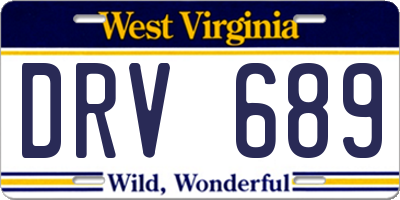 WV license plate DRV689