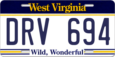 WV license plate DRV694