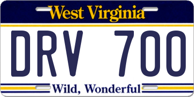 WV license plate DRV700