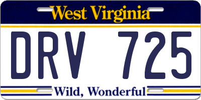 WV license plate DRV725