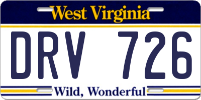 WV license plate DRV726