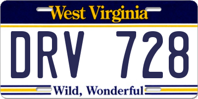 WV license plate DRV728
