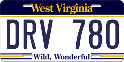 WV license plate DRV780
