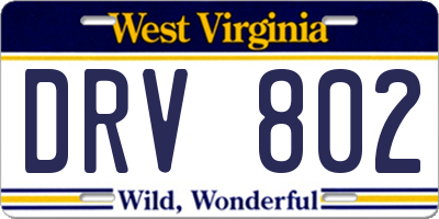 WV license plate DRV802