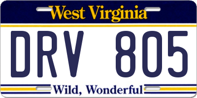 WV license plate DRV805