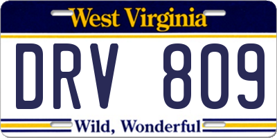 WV license plate DRV809