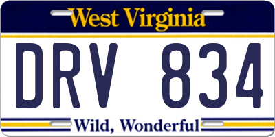 WV license plate DRV834