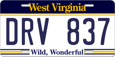 WV license plate DRV837