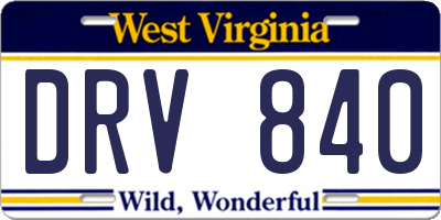 WV license plate DRV840