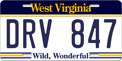 WV license plate DRV847