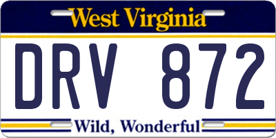 WV license plate DRV872