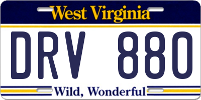 WV license plate DRV880