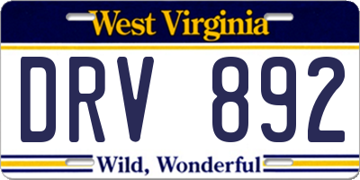 WV license plate DRV892