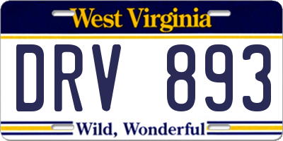 WV license plate DRV893
